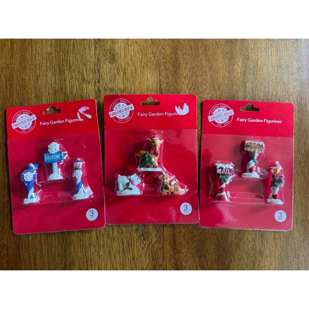 NIP Christmas House Fairy Garden Figurines Lot of 3 Miniature Holiday Sets